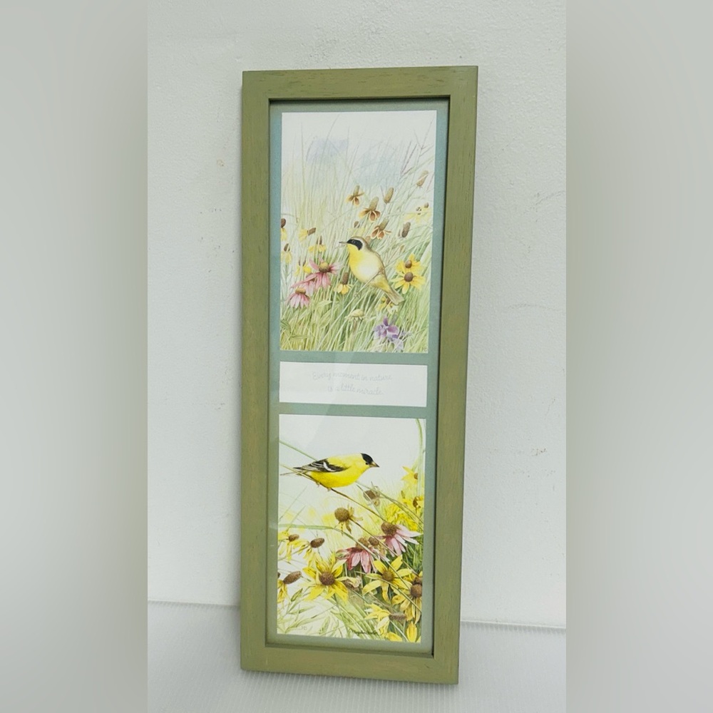 Hallmark Artist Signed Marjolein Bastin Goldfinches & Coneflowers Hanging Art